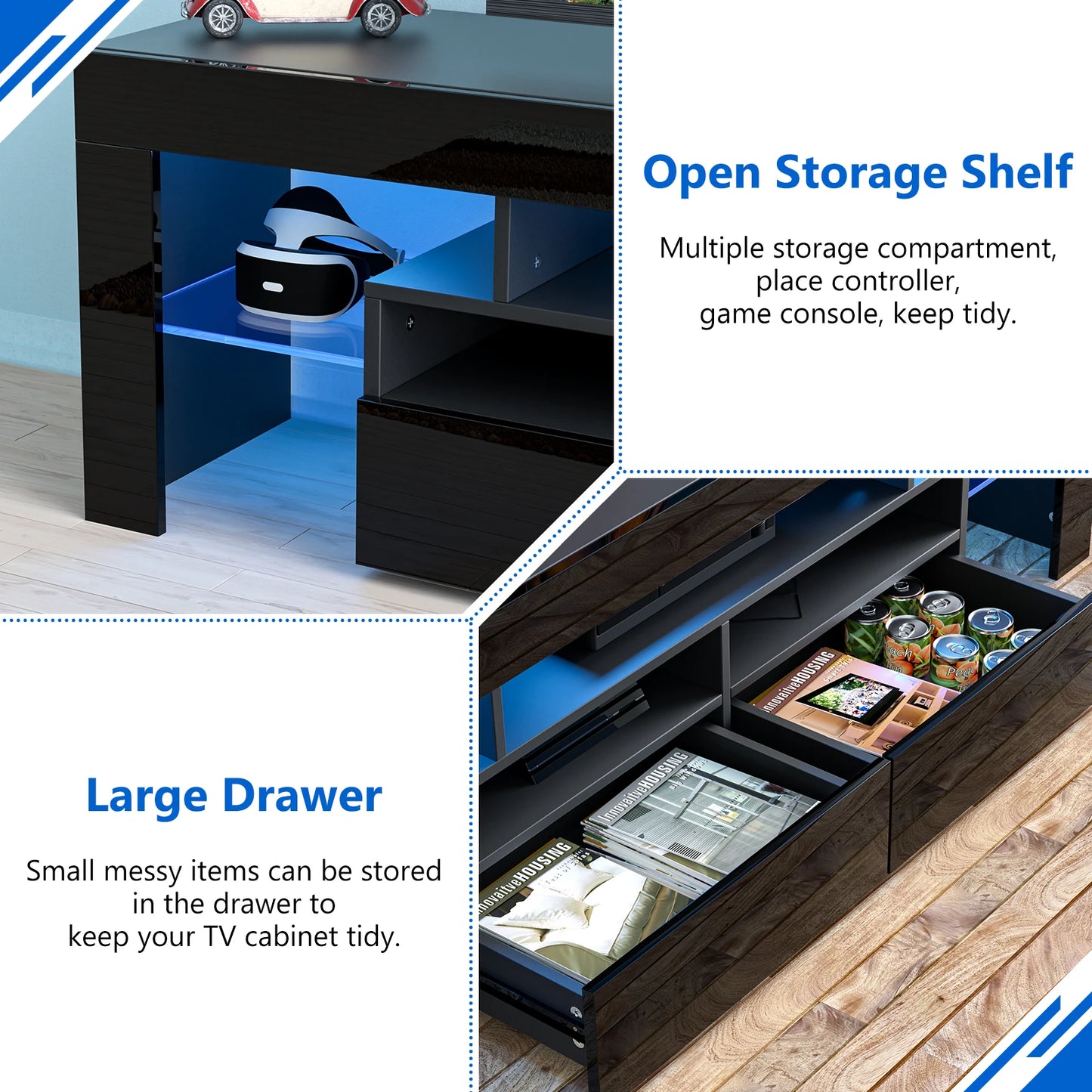 QiaoShiRen LED TV Stand Gloss Cabinet With Drawers