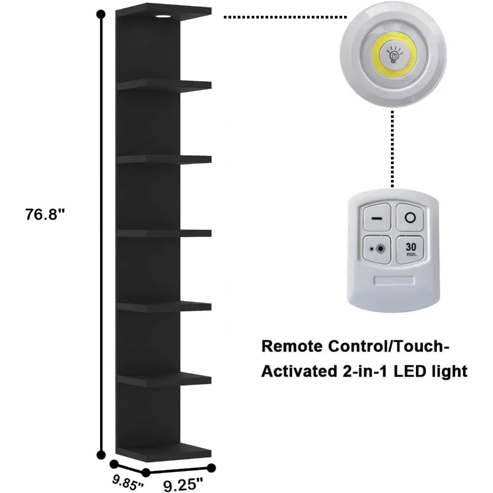 7 Tier Wall Shelf Unit Display Floating Shelf With LED