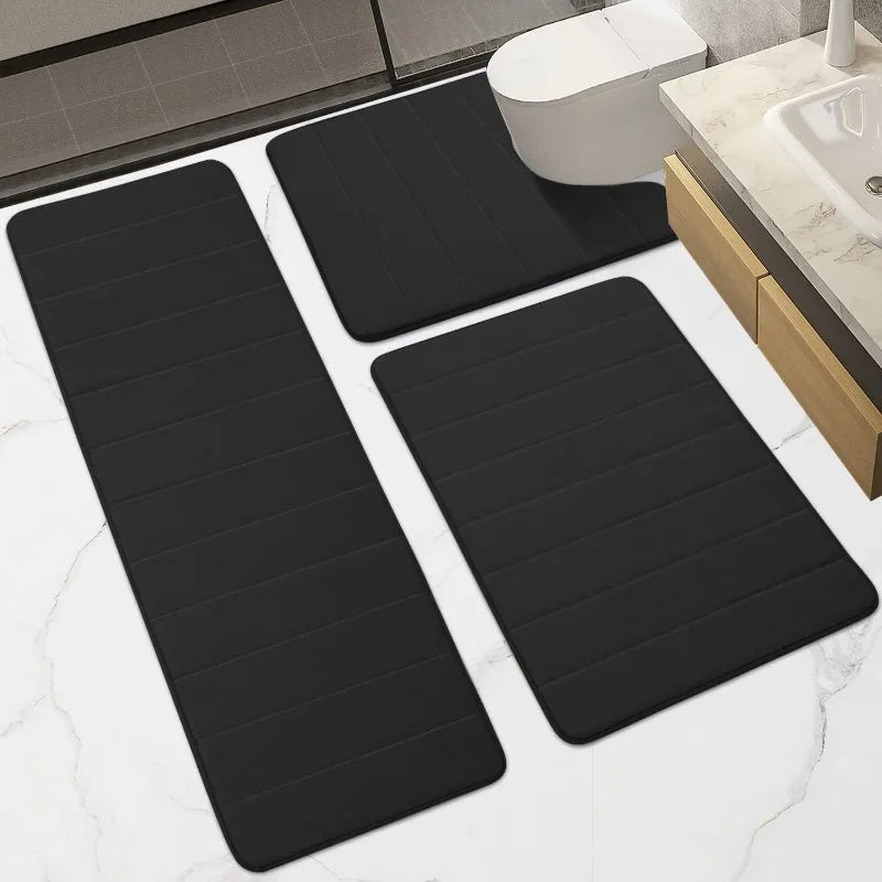 Hign-Concerned Memory Foam Bath Mat Set Three Piece Non Slip