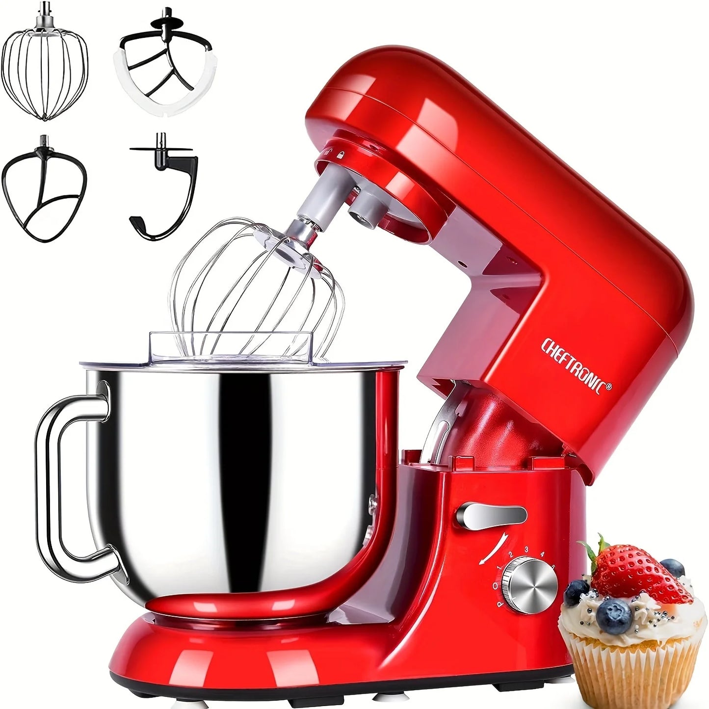 Cheftronic 6 Speed Stand Mixer Stainless Steel Mixing Bowl