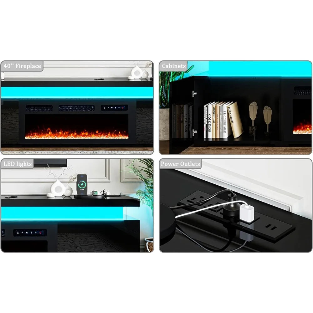 Color Modern Fireplace TV Stand With LED Lighting Ambient