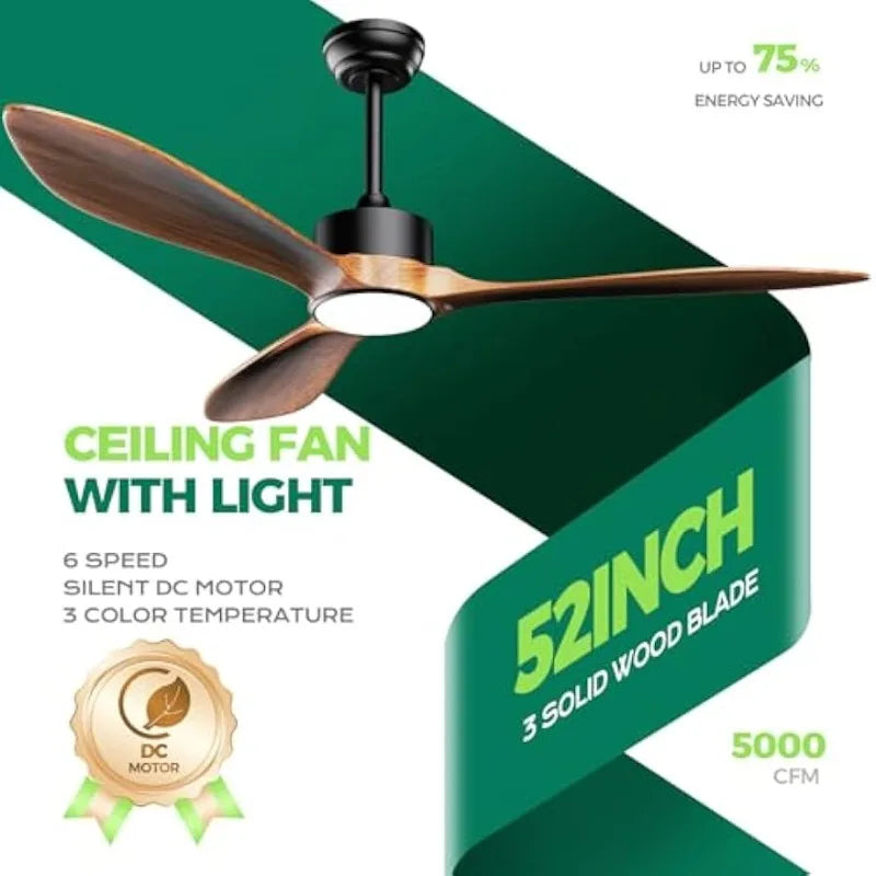 Hign-Con Concerned Ceiling Fan With Light Blades Indoor Outdoor