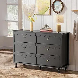 MKDK Modern Scalloped 6 Drawer Dresser Organizer Storage