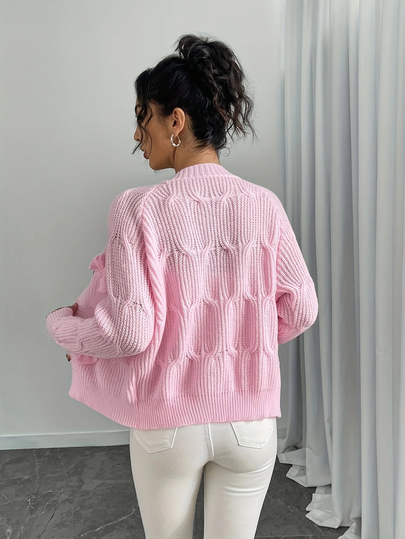 Cakulo Autumn Winter Bow Knit Cardigan For Women Seasonal