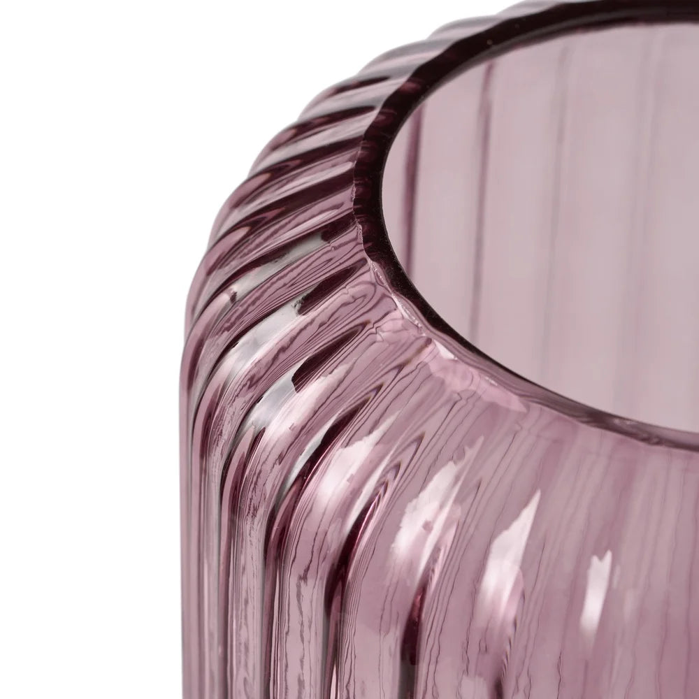 XMSJH Modern Ribbed Cylinder Glass Vase Table Decor