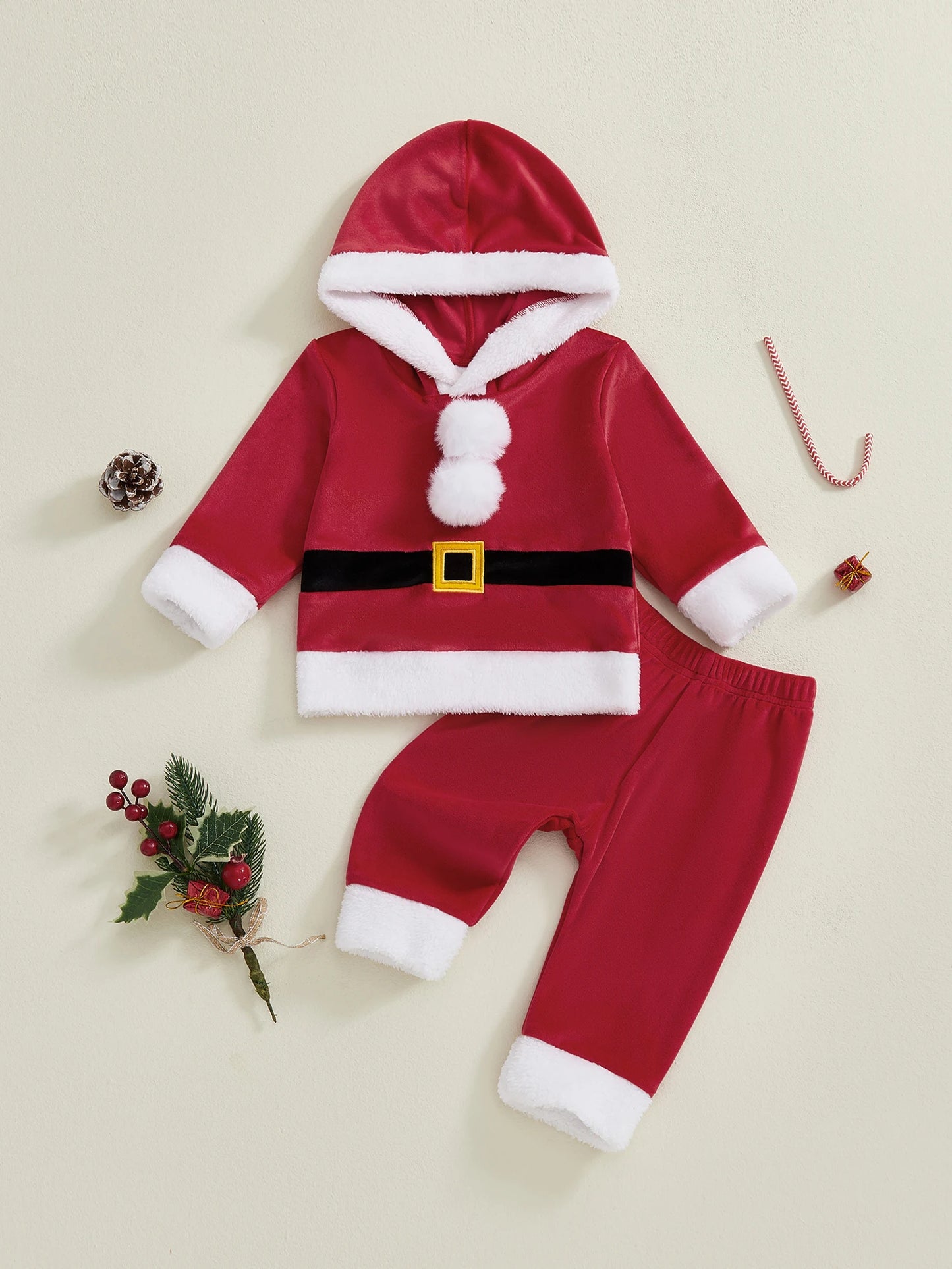 Guangdong Santa Claus Kids Costume Hoodie Set With Pants