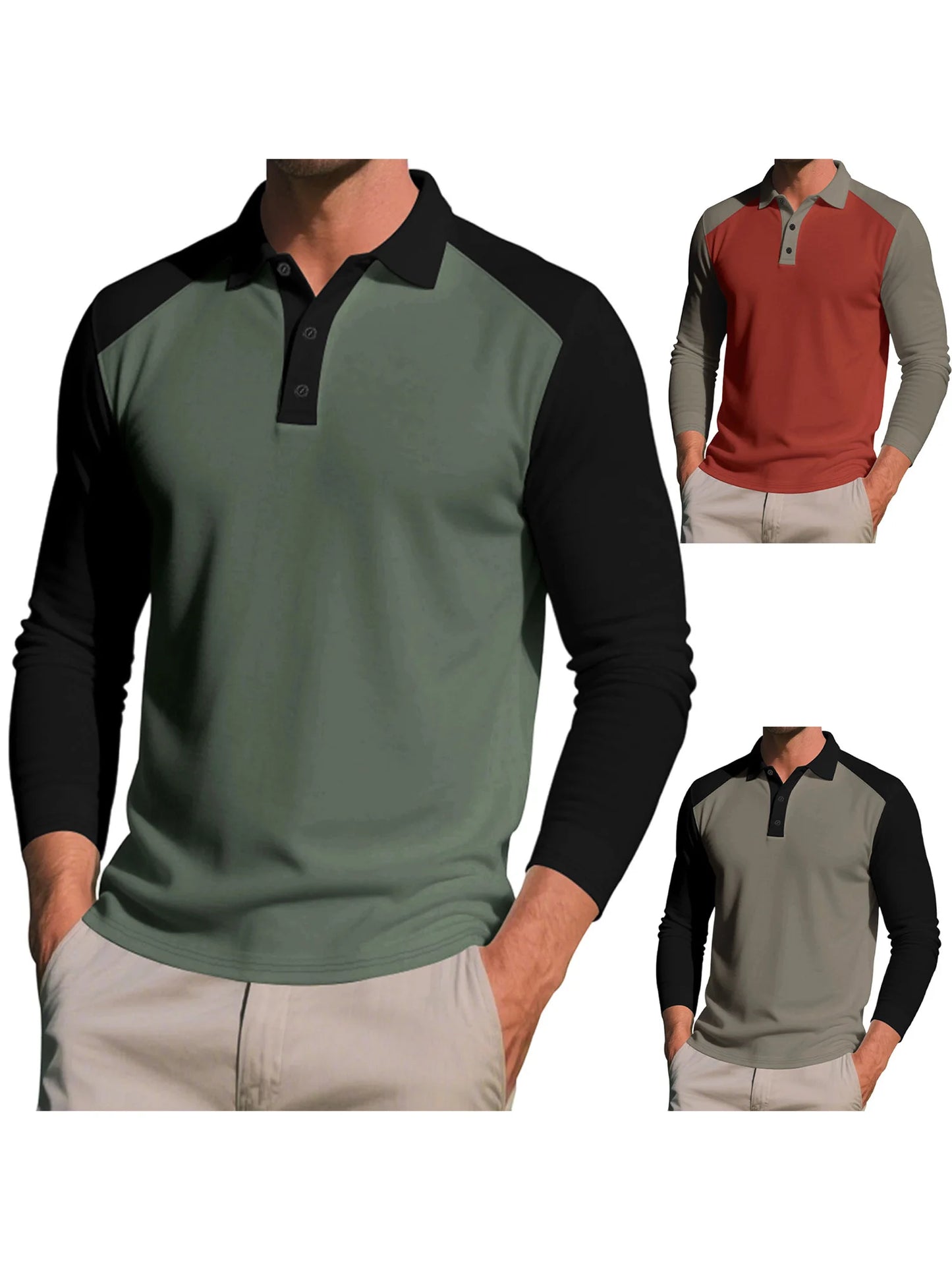 CN Guangdong Men Long Sleeve T Shirt Turn Down Collar