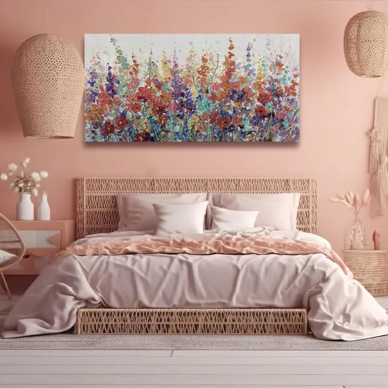 Hign-concerned Flower Textured Wall Art Bedroom Living Room