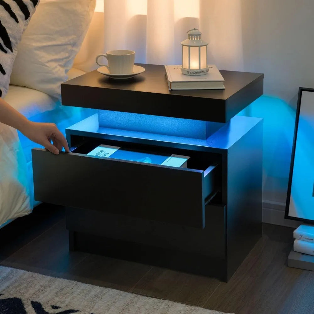 General Use Nightstands LED Duo End Tables Modern Furniture
