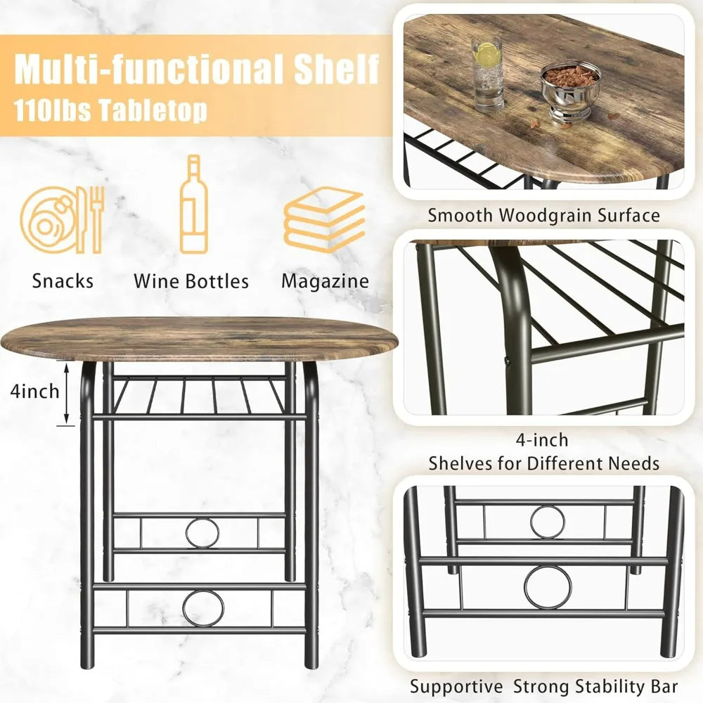 Hign-concerned Wooden Round Table And Chair Set Space Saver