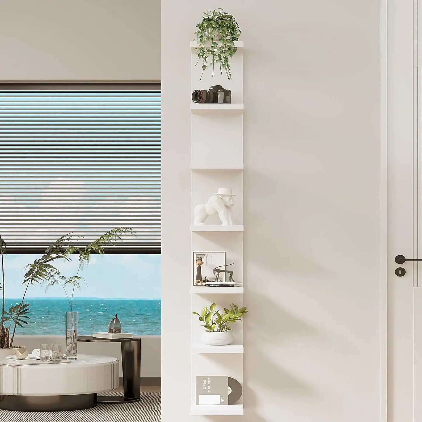 Hign-concerned Versatile 7 Tier Wall Shelf Unit LED Light
