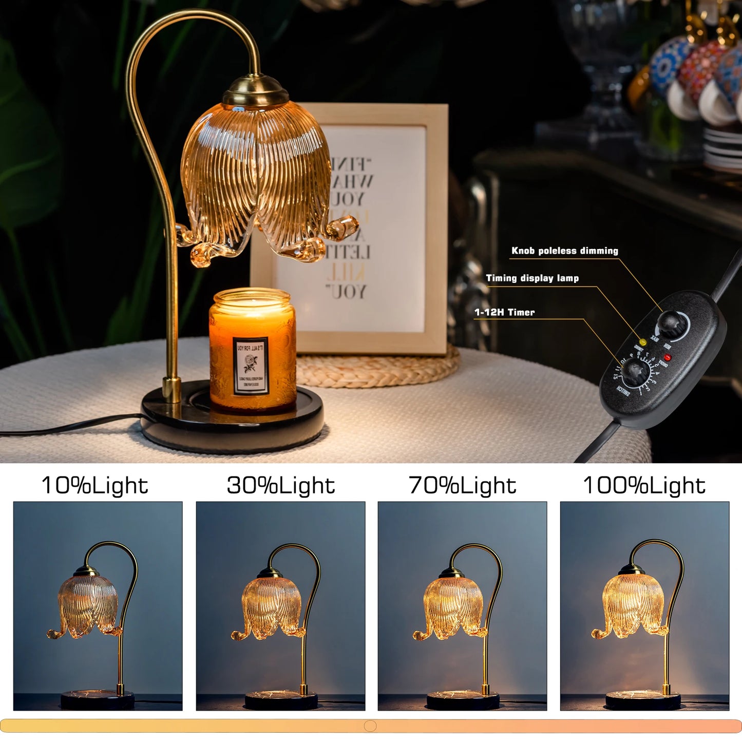 Tulip Flower Warm Candle Table Lamp Fragrance Atmosphere