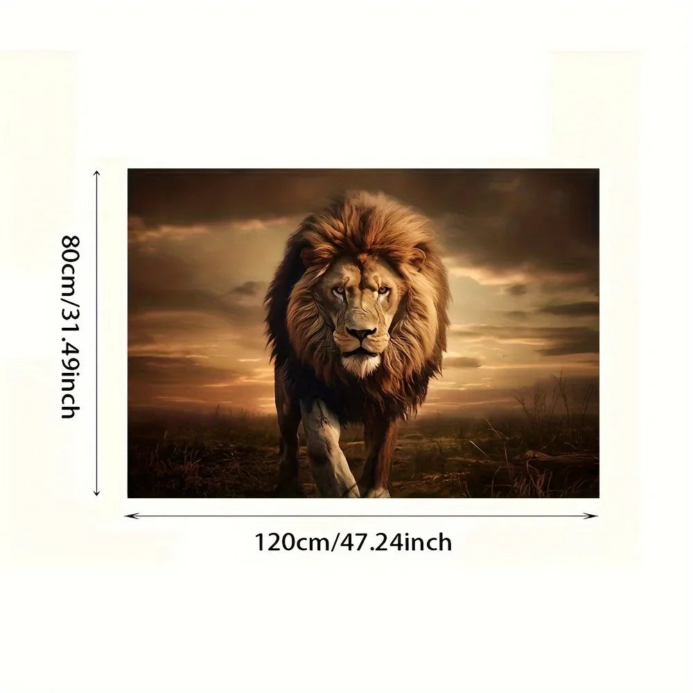 Hign-concerned Lion Frameless Canvas Mural Animal Print