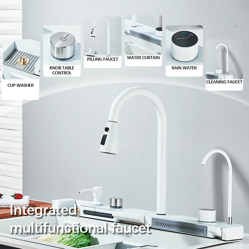 Wanmivezlo Digital Rain Faucet Stainless Kitchen Sink