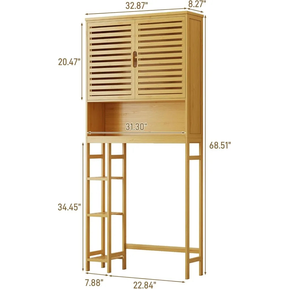 MKDK Over The Toilet Storage Cabinet Bamboo Freestanding