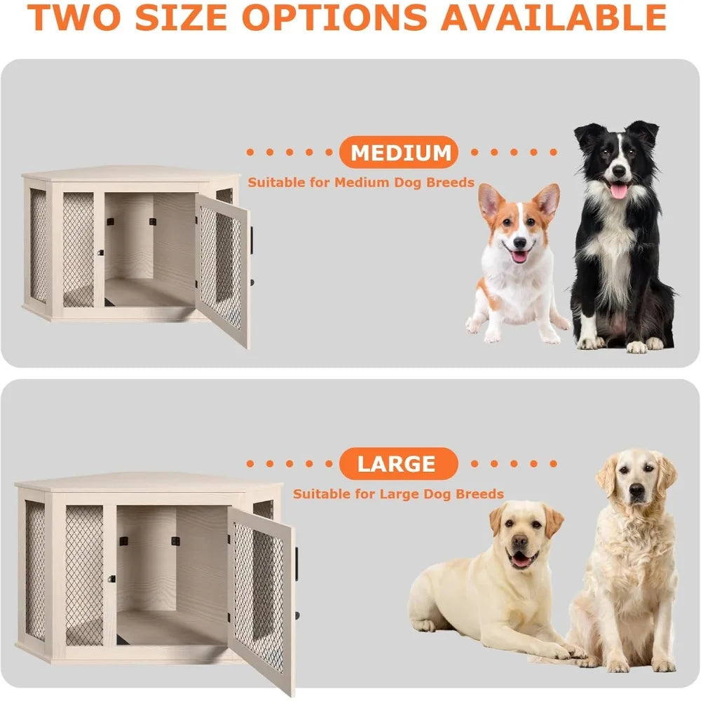 XUYUAN Dog Kennel Furniture End Table With Mesh Indoor