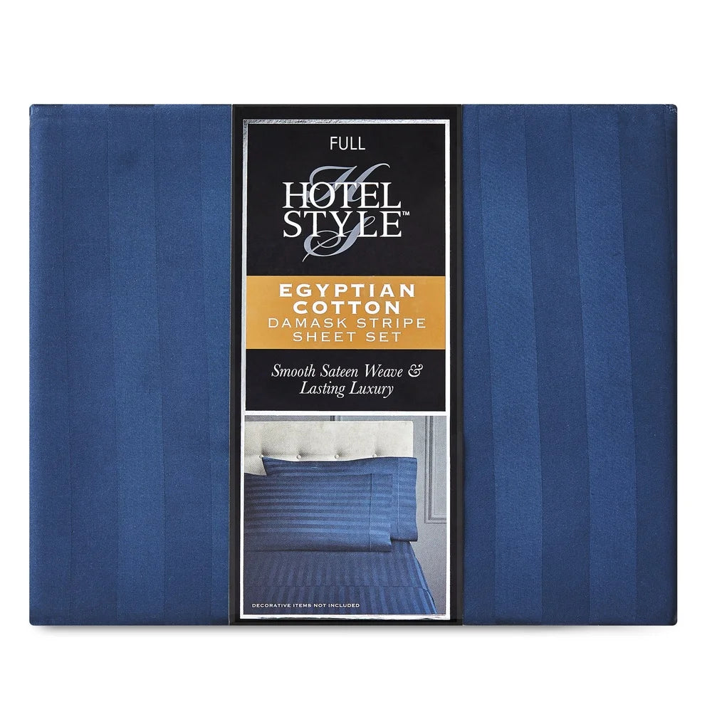 Dutrieux Egyptian Cotton Bed Sheets Set 4 Piece Stripe