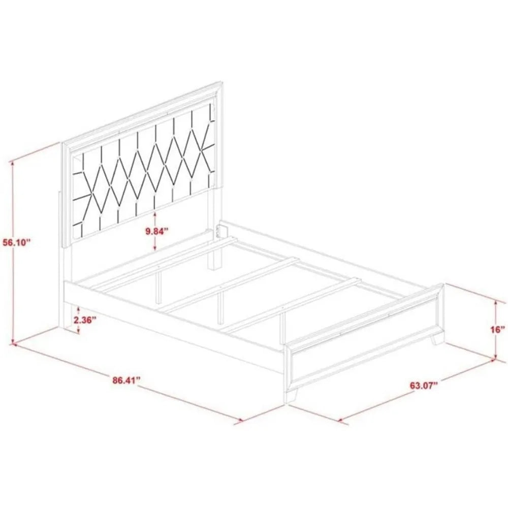 MKDK 3 Piece Bedroom Set With Adjustable LED Headboard