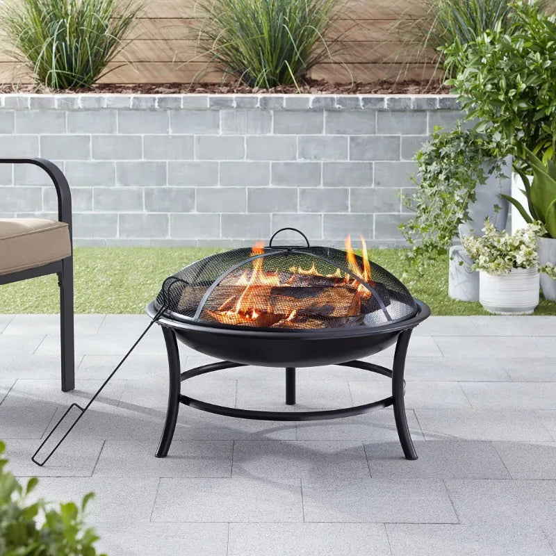 Folded Outdoor Fire Pit Round Iron Wood Burning Backyards