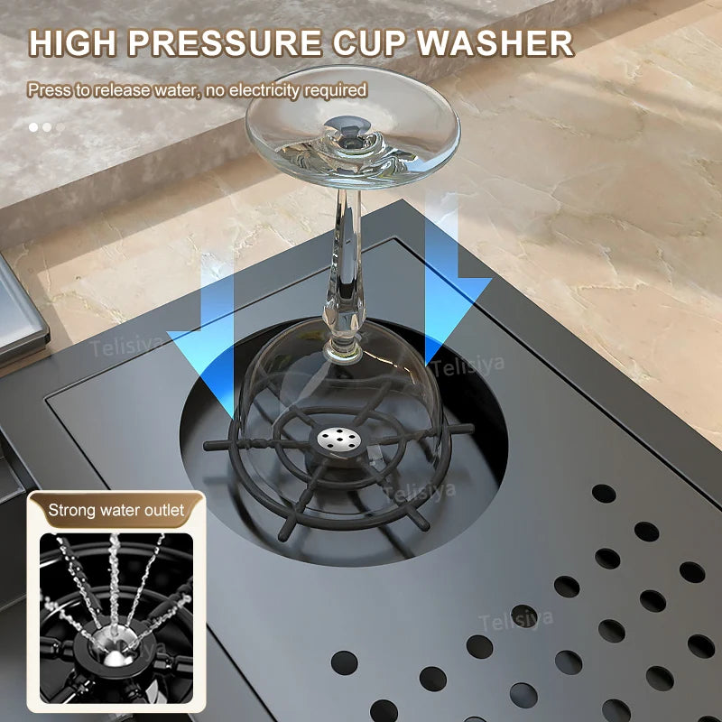 Telisiya Cup Washer Hidden Sink Stainless Steel Basin
