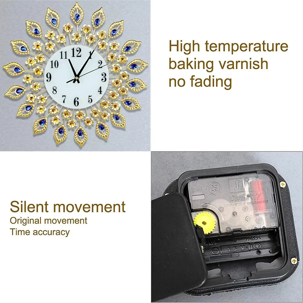 Hign Concerned Wall Clock Crystal Modern Silent Round Decor