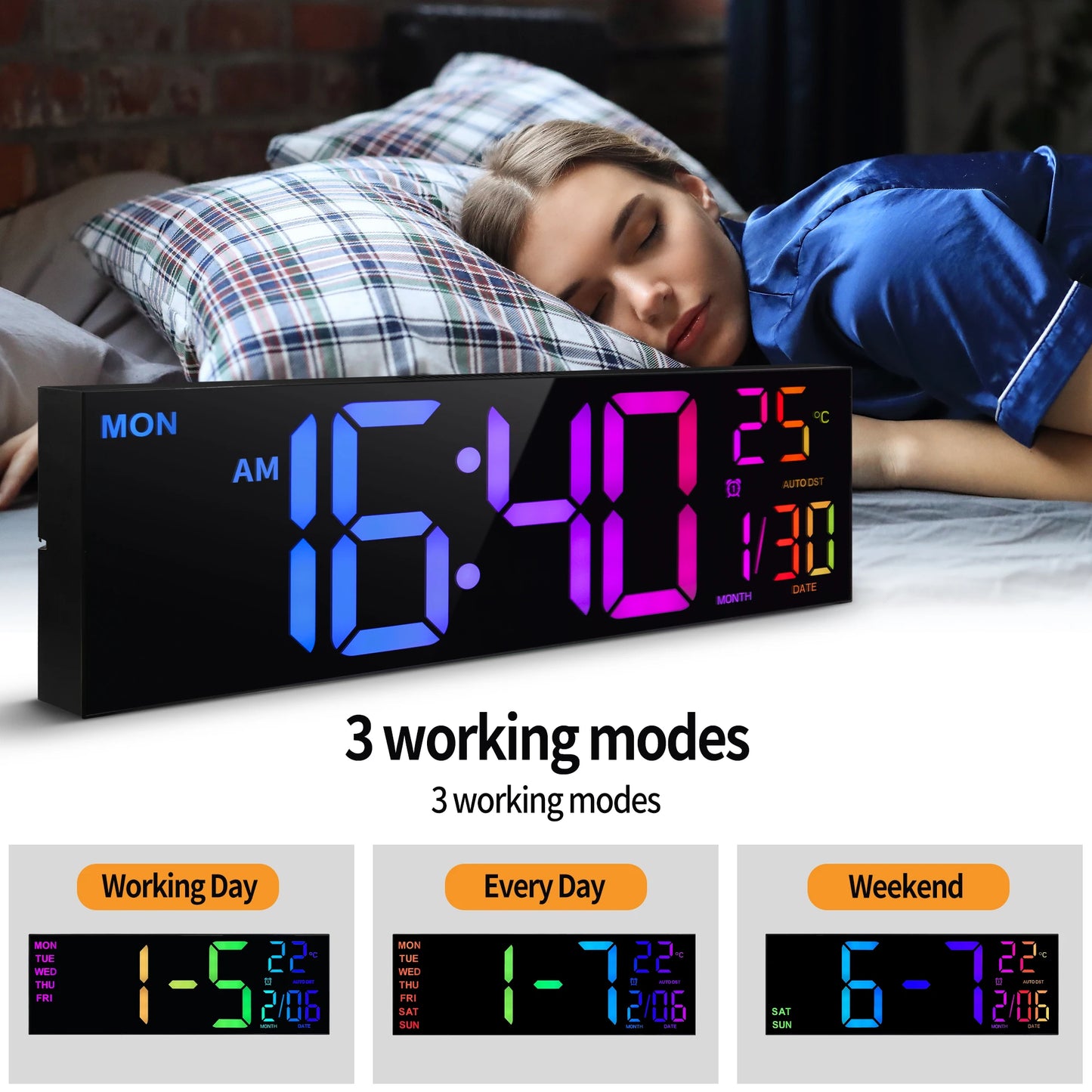Hignconcerned Digital Wall Clock With Large LED Display