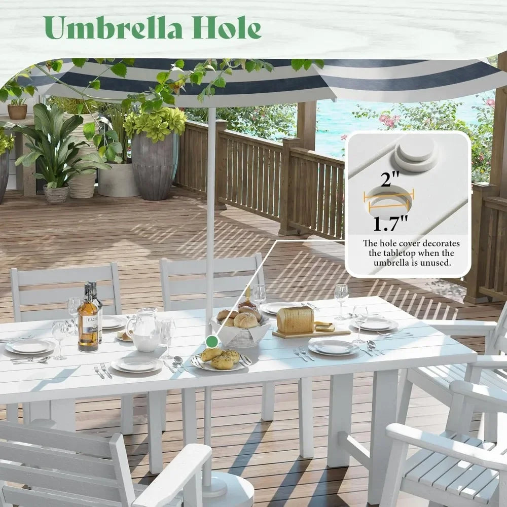 General 7 Piece HDPE Outdoor Dining Set With Umbrella