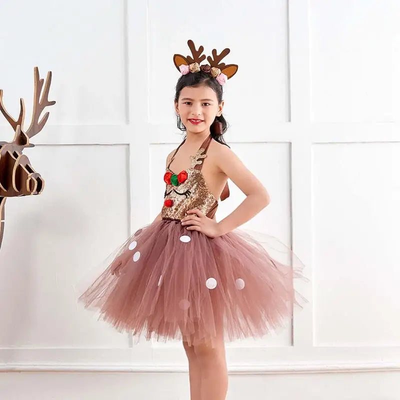 Darling Reindeer Christmas Costume For Girls Dress Gift