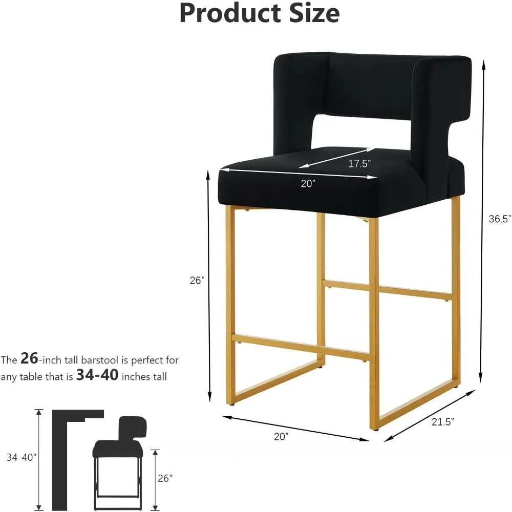 Angduo Velvet Bar Stools Set Of 4 Modern Metal Frame