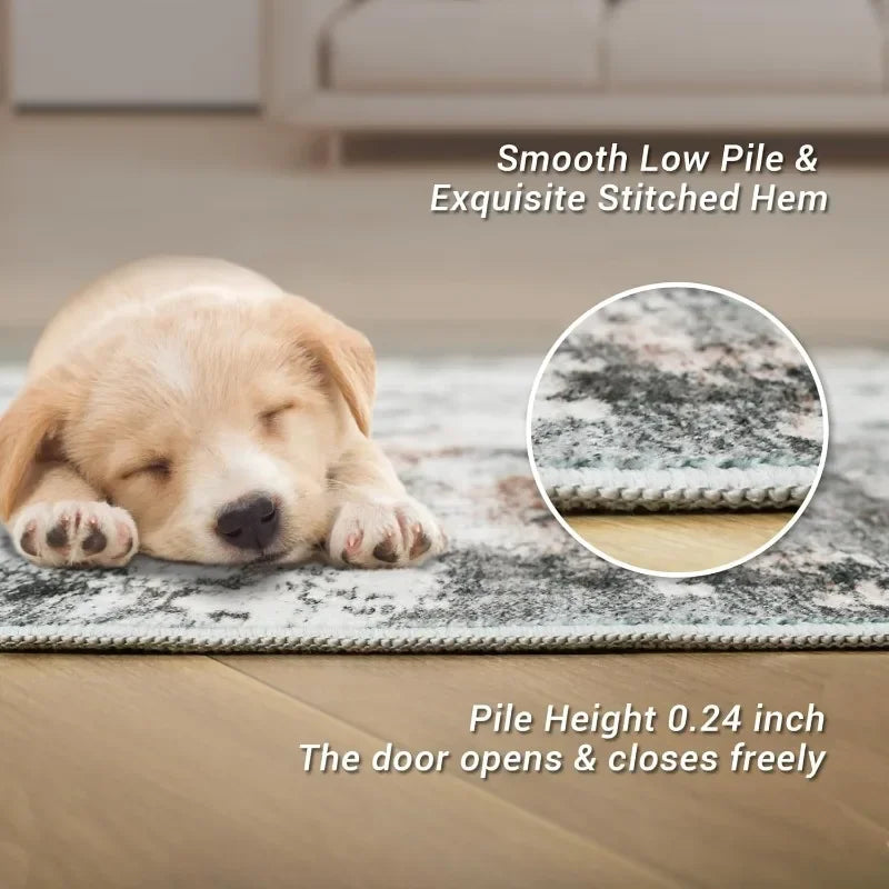 Evich Modern Abstract Washable Area Rug For Living Room