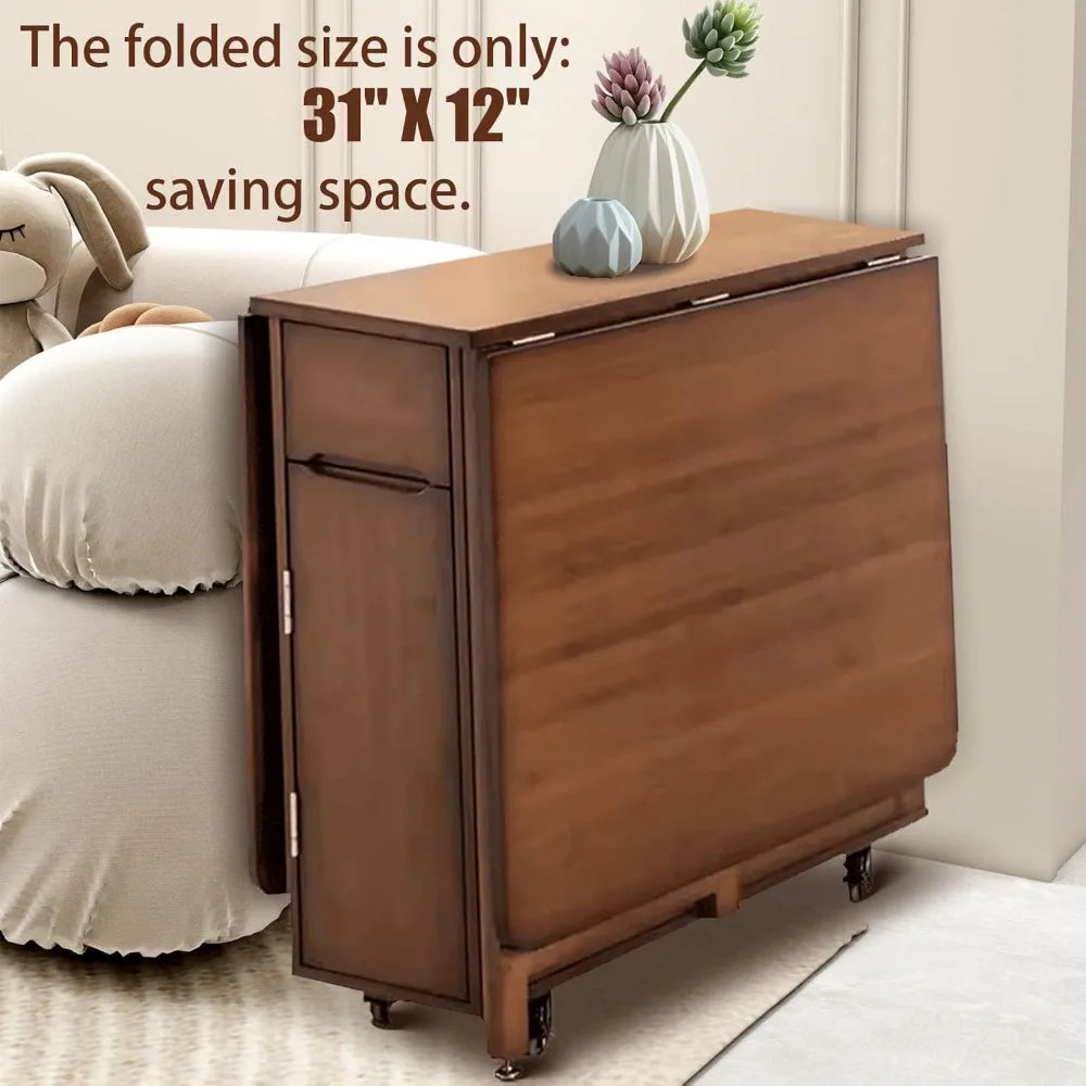 MKDK Folding Dining Table Set Drop Leaf Dinette Small Space
