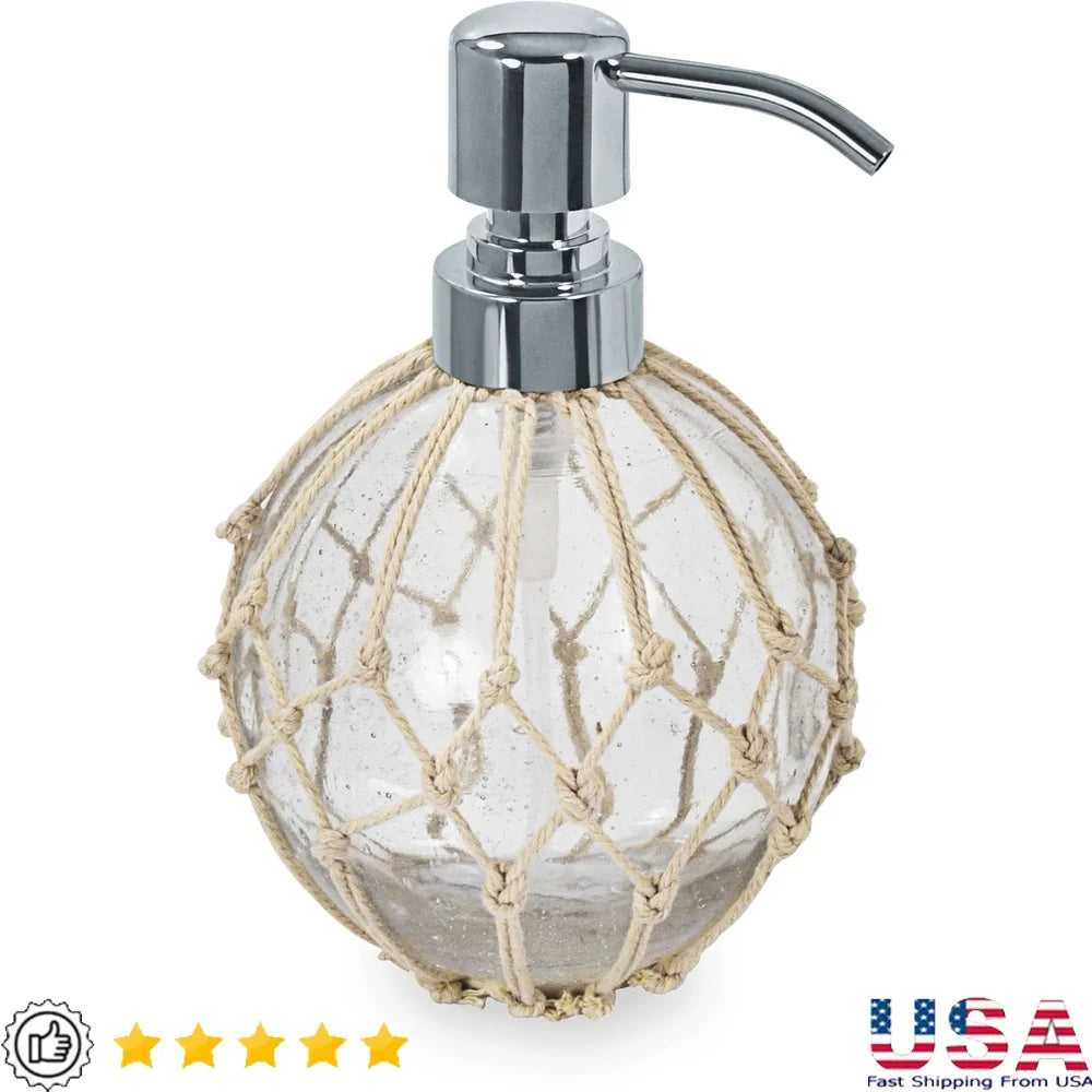 XMSJHign-concerned Nautical Glass Lotion Pump Rope Accent