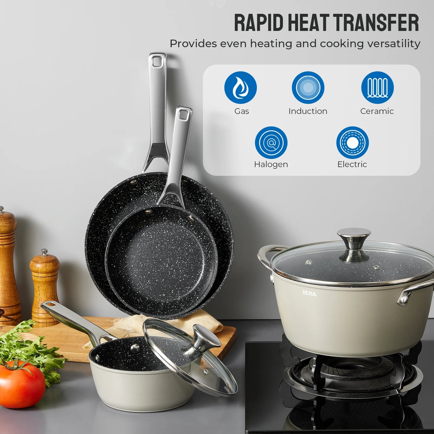 Complete Home Apparel BEZIA Induction Cookware Nonstick Set