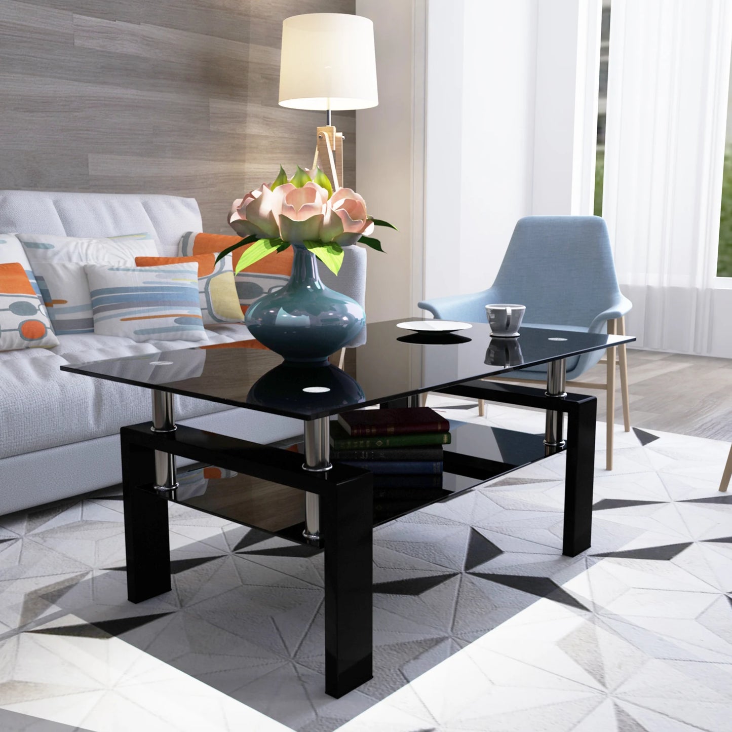 Hign-concerned Glass Coffee Table for Living Room Spaces