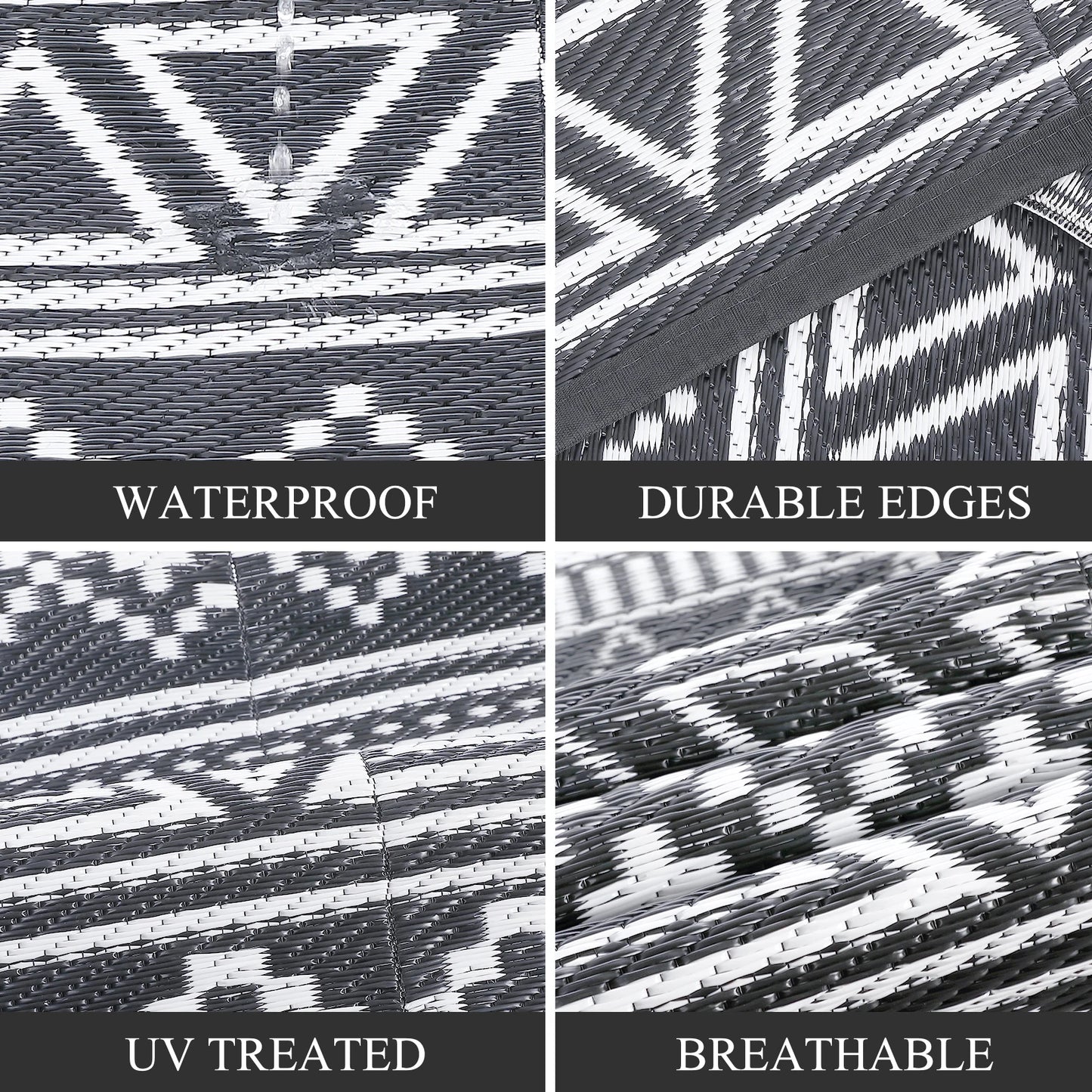 Studyset Outdoor Reversible Patio Rug Waterproof Boho Style