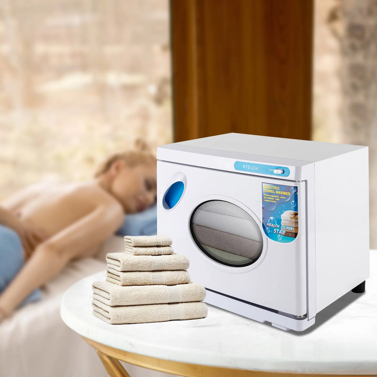 Hign-concerned Hot Towel Warmer See-Through Window Cabinet