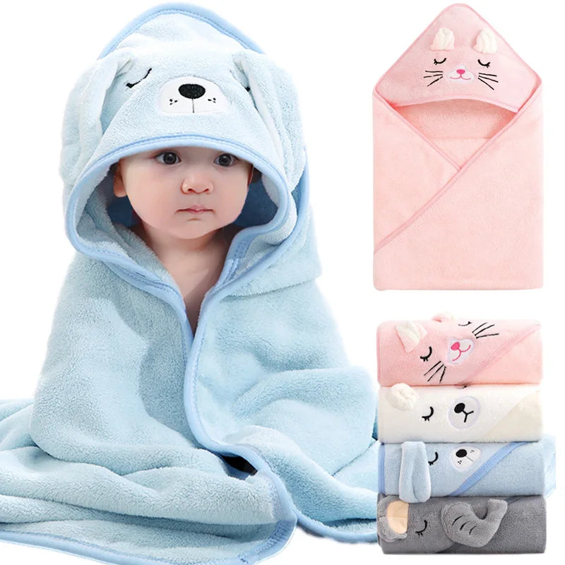 Cartoon Animal Hooded Baby Bath Towels Soft Newborn Toddler