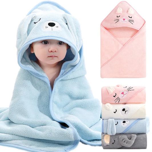 Cartoon Animal Hooded Baby Bath Towels Soft Newborn Toddler