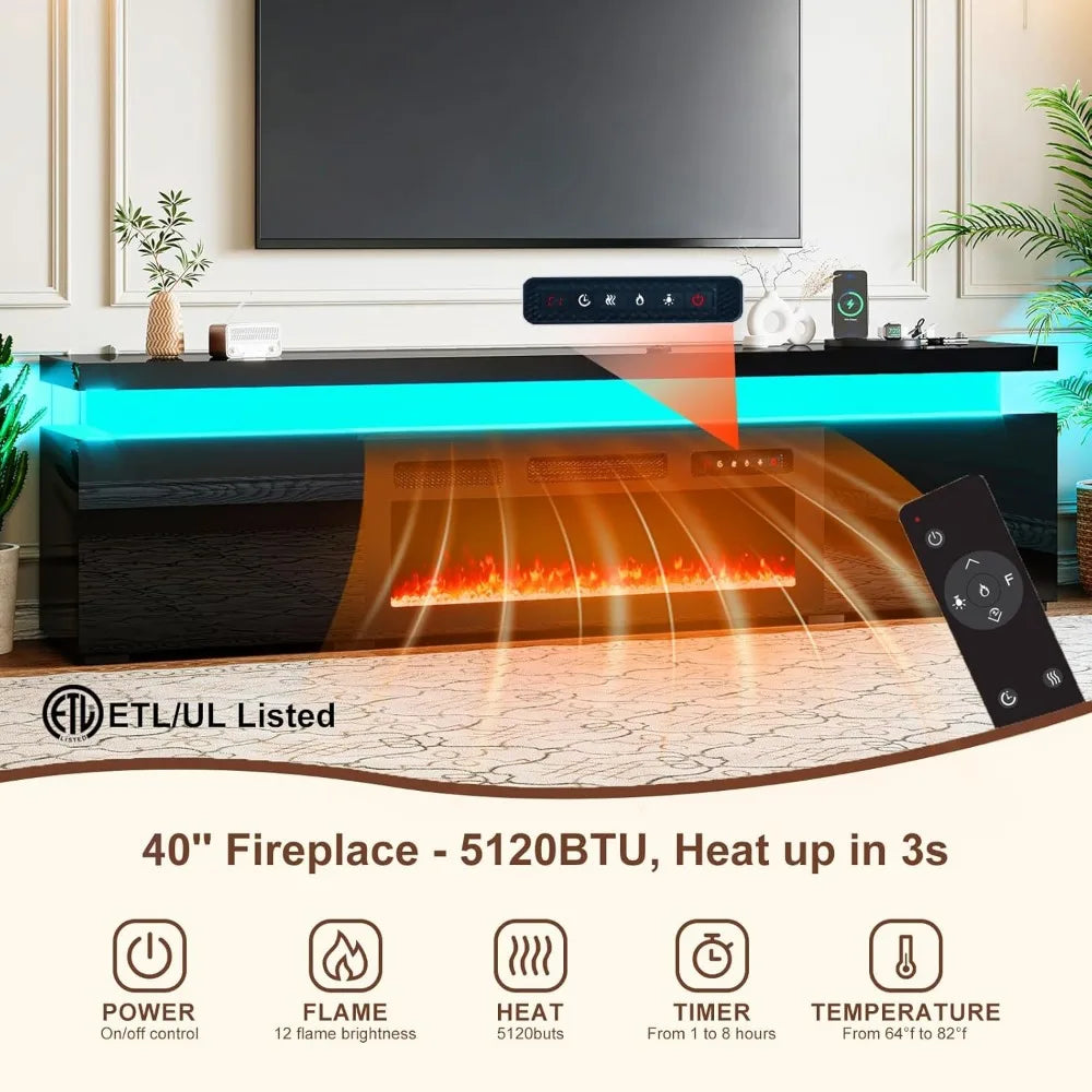 Color Modern Fireplace TV Stand With LED Lighting Ambient