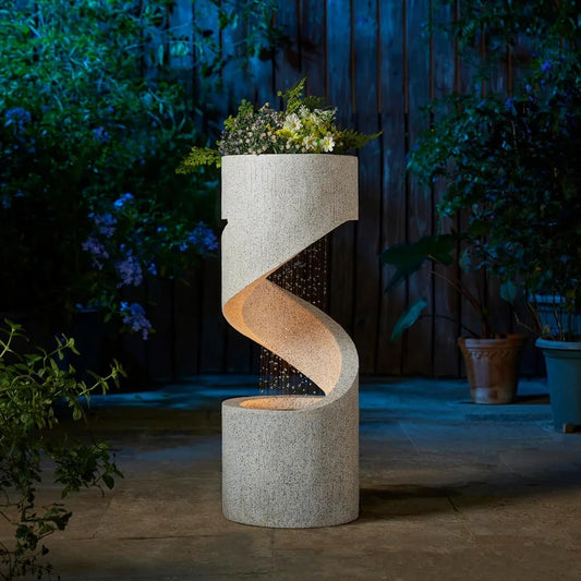Glitzhome Tiered Outdoor Water Fountain With LED Lights