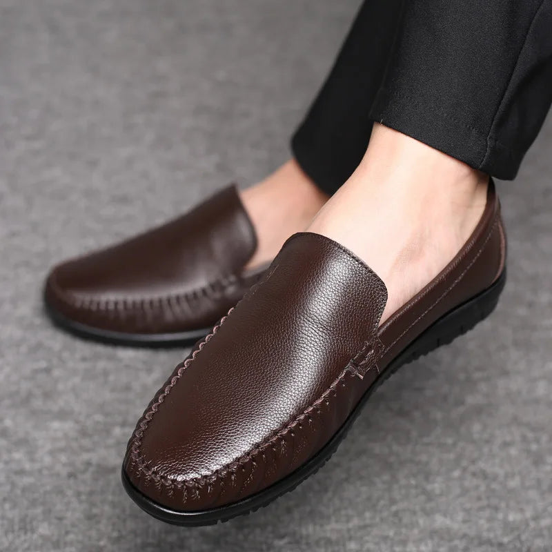 BPOXE Mens Designer Leather Driving Shoes All Season
