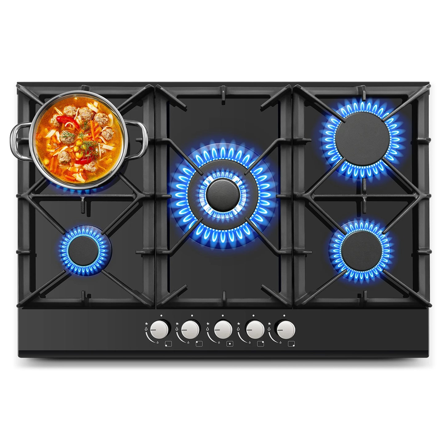 Tieasy 5 Burner Gas Cooktop Built In NG LPG Convertible