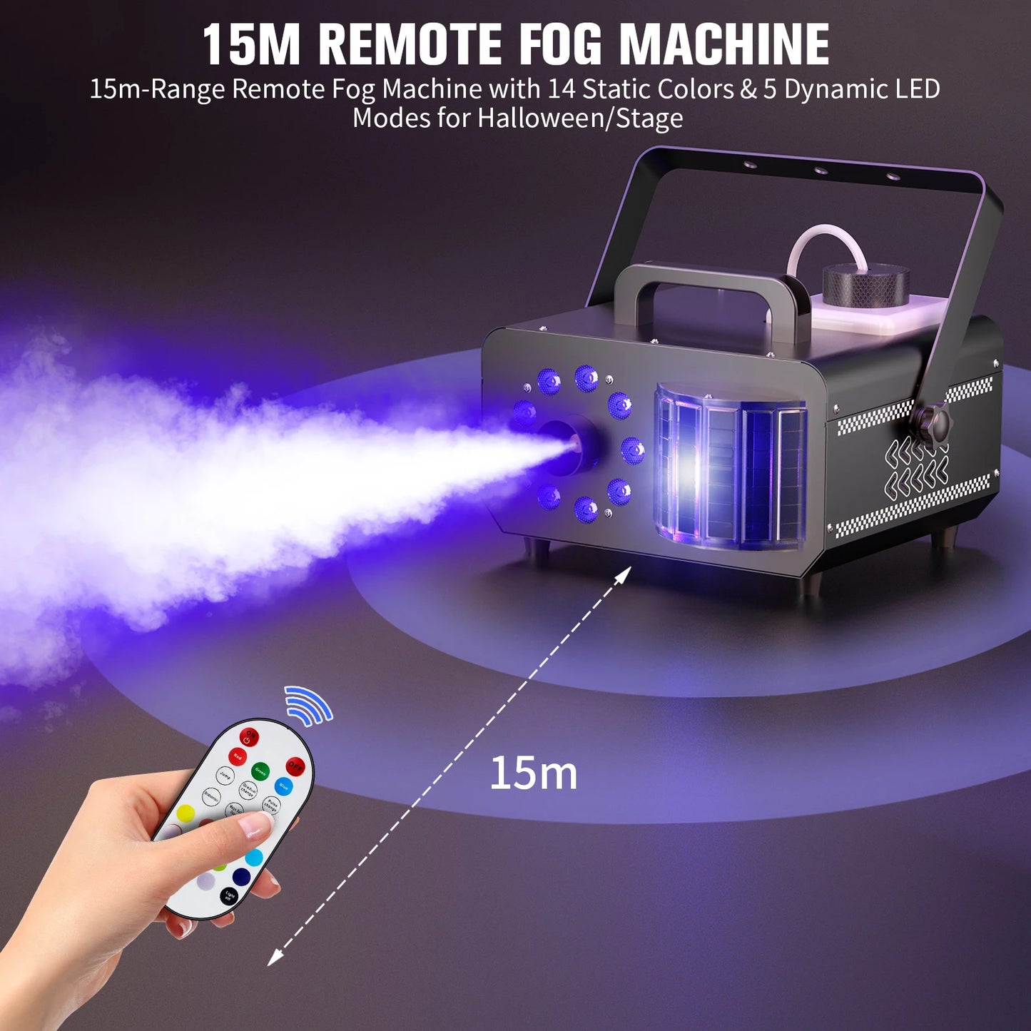 Datewink 1200W RGB 9LEDs Stage Lighting Fog Machine