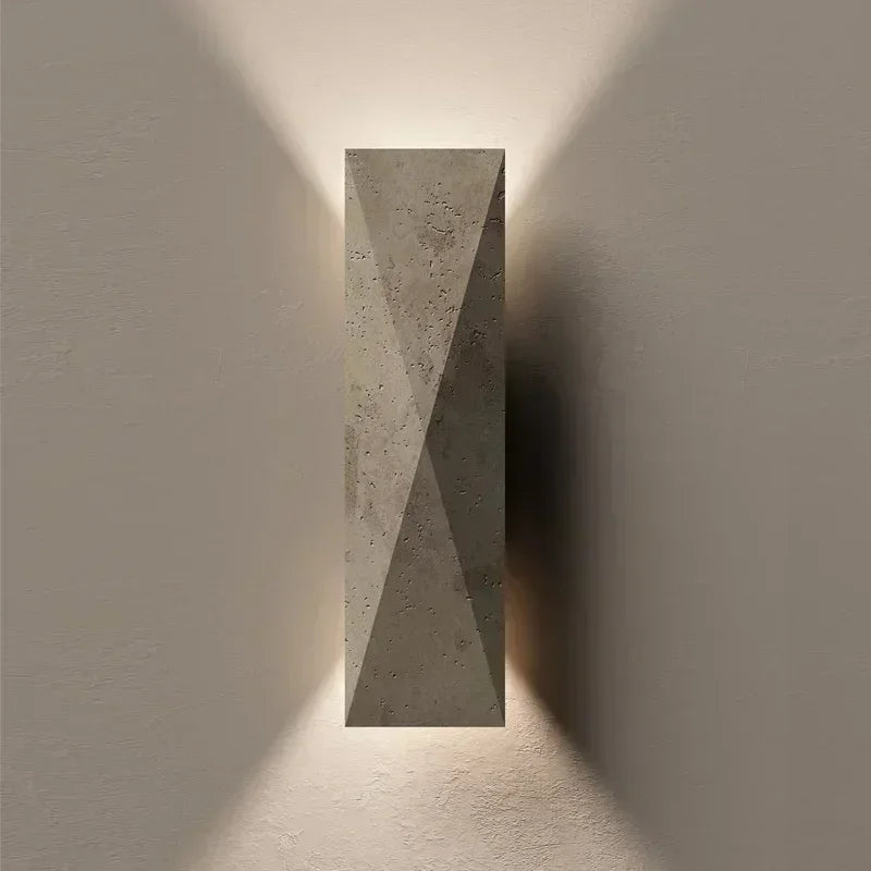 Outdoor Wall Lamp Travertine Stone Japanese Style LED Light