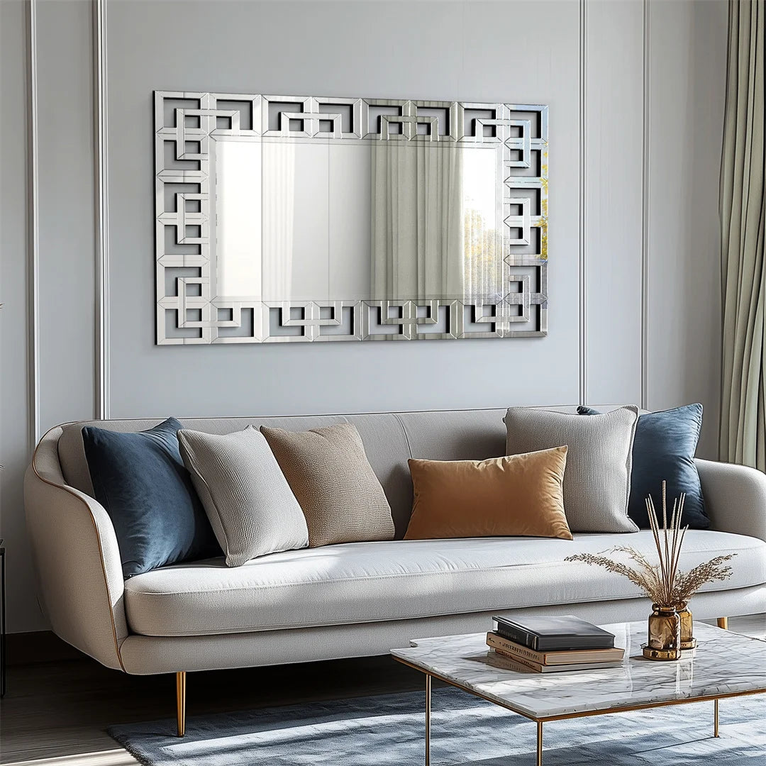 LUVODI Modern Wall Mirror Beveled Glass Rectangle Decor
