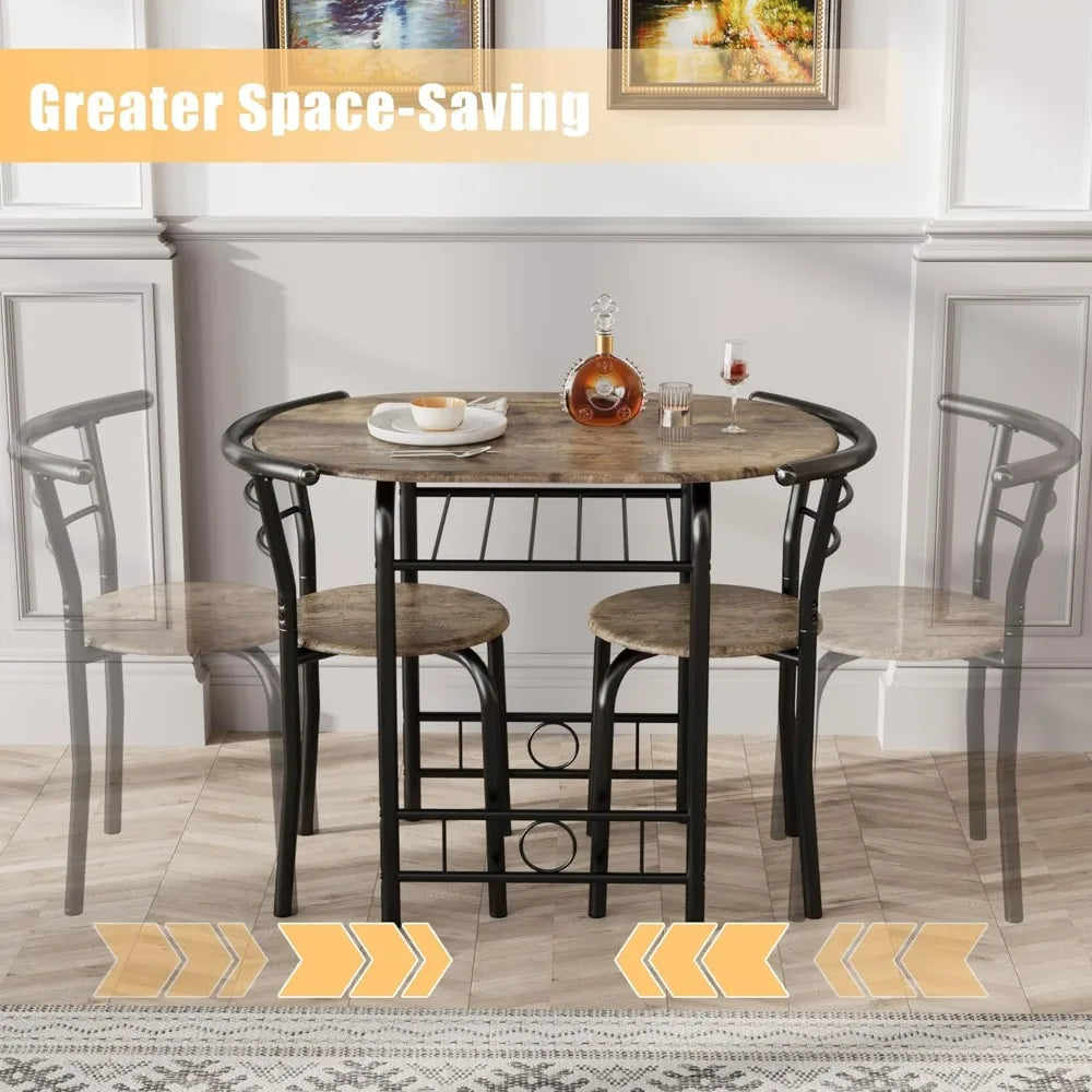 Hign-concerned Wooden Round Table And Chair Set Space Saver