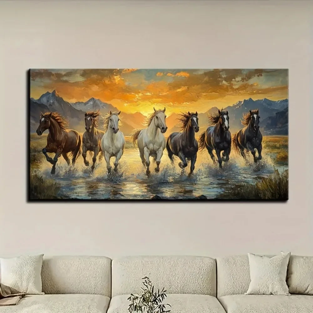 Complete Home And Apparel Feng Shui Seven Horse Canvas