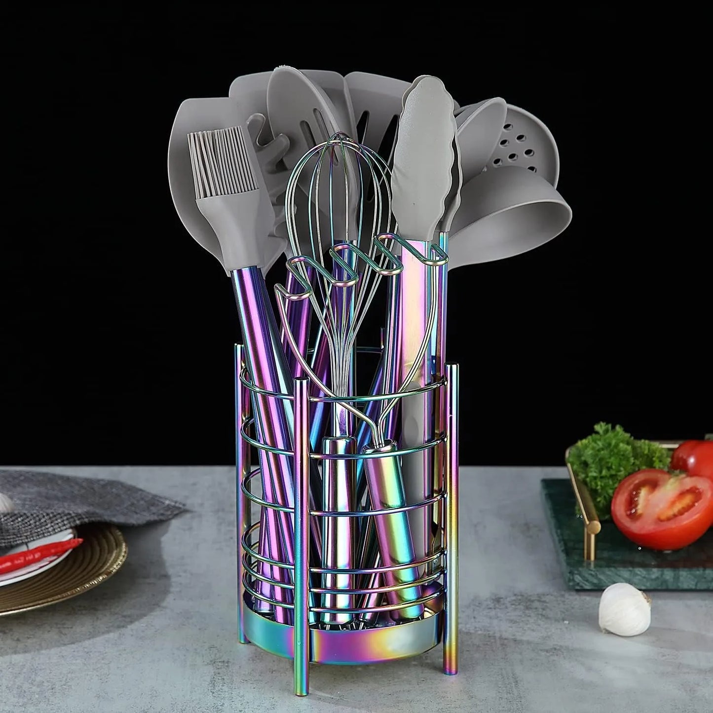 Hign Concerned Silicone Kitchen Utensil Set With Crocks