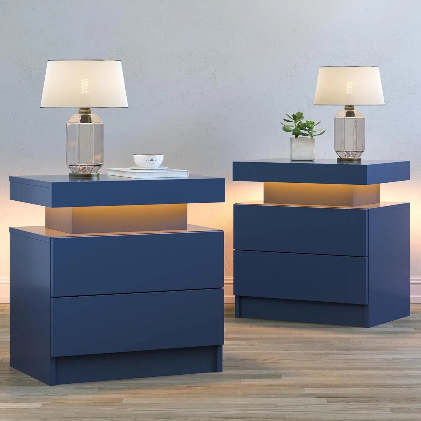 General Use Nightstands LED Duo End Tables Modern Furniture