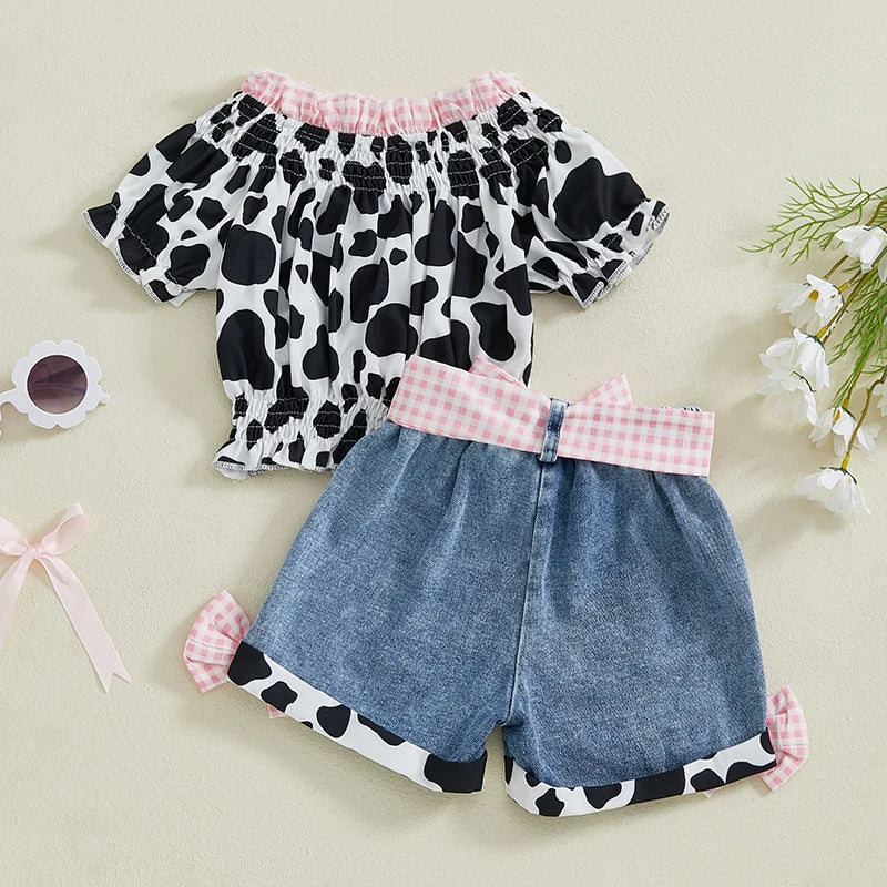 Guangdong Girls Leopard Sleeveless Top Distressed Shorts Set